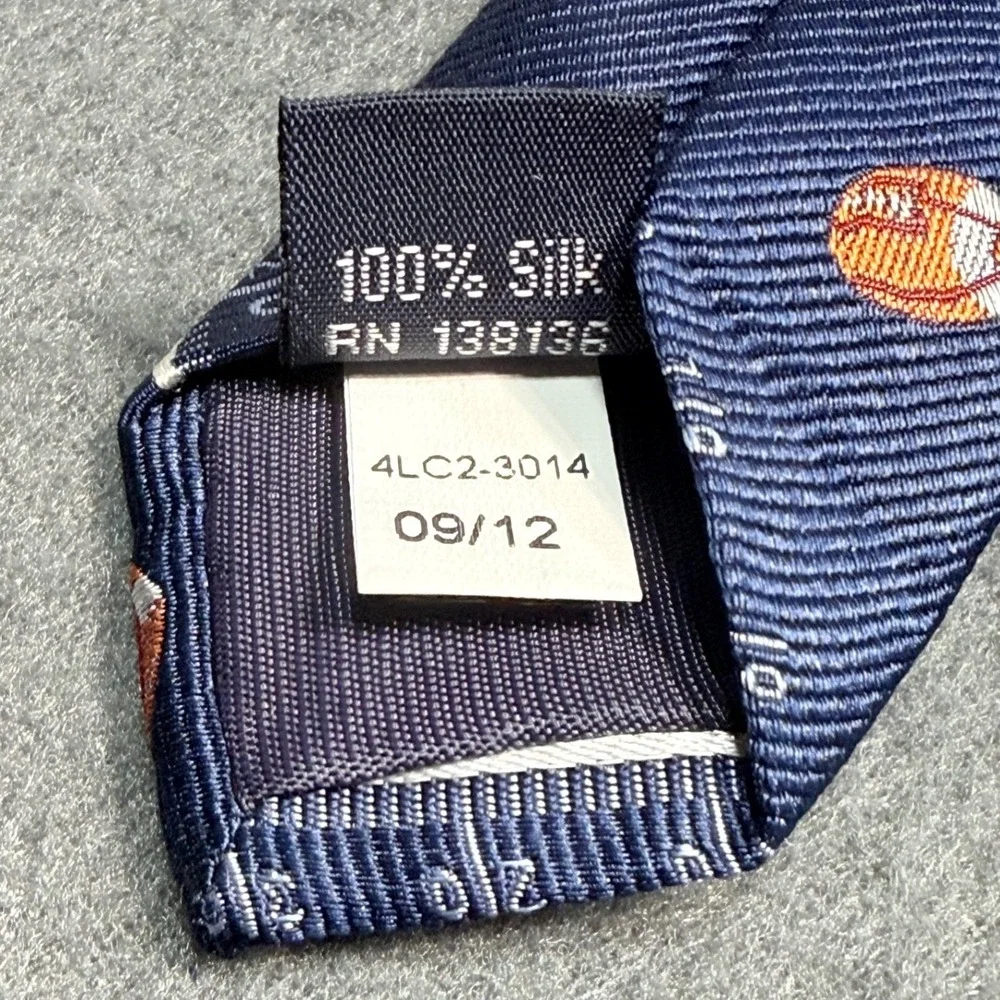 Lord Taylor Boys Navy Blue Silk Football Helmet and Ball Necktie